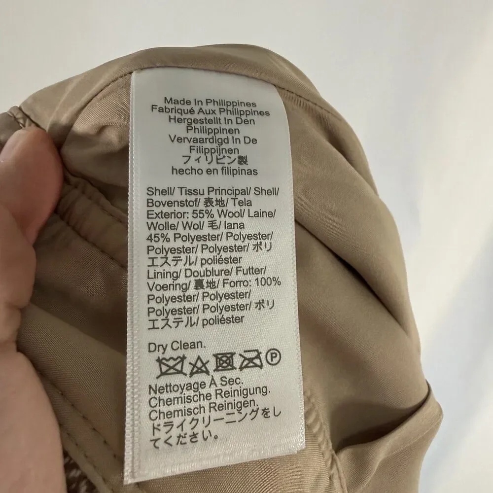 J. Crew Pencil Skirt Women's 8 Tan Brown Wool Blend Herringbone Short